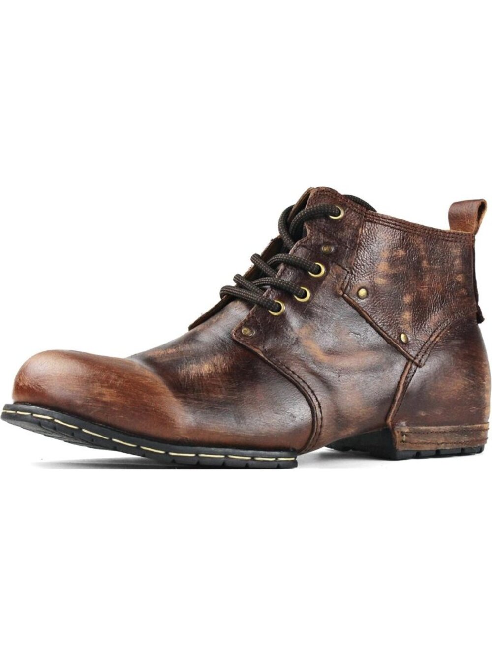 Stylish Men's Leather Lace-Up Moto Chukka Boots | Casual Retro Brown Footwear